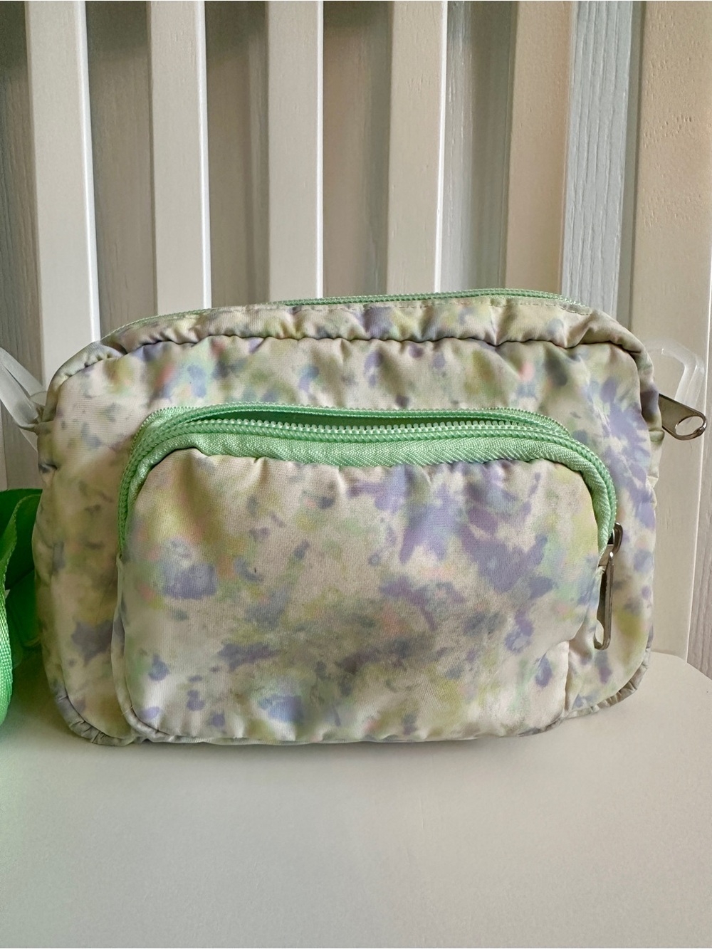 Pastel Tie-Dye Crossbody Bag with Front Zip Pocket - Unbranded